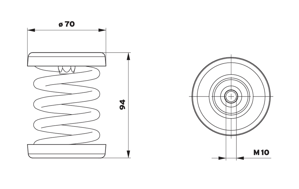 Anti-Vibration Spring Mounts - Isotop Type SD Spring Element Galvanised