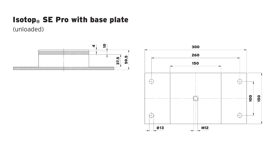 Isotop SE Pro + FP Sandwich Damping Pad Element diagram (with pre-mounted base plate)