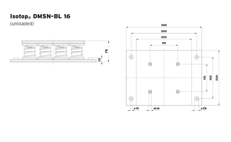 Isotop DMSN-BL 16 steel springs with dampers diagram